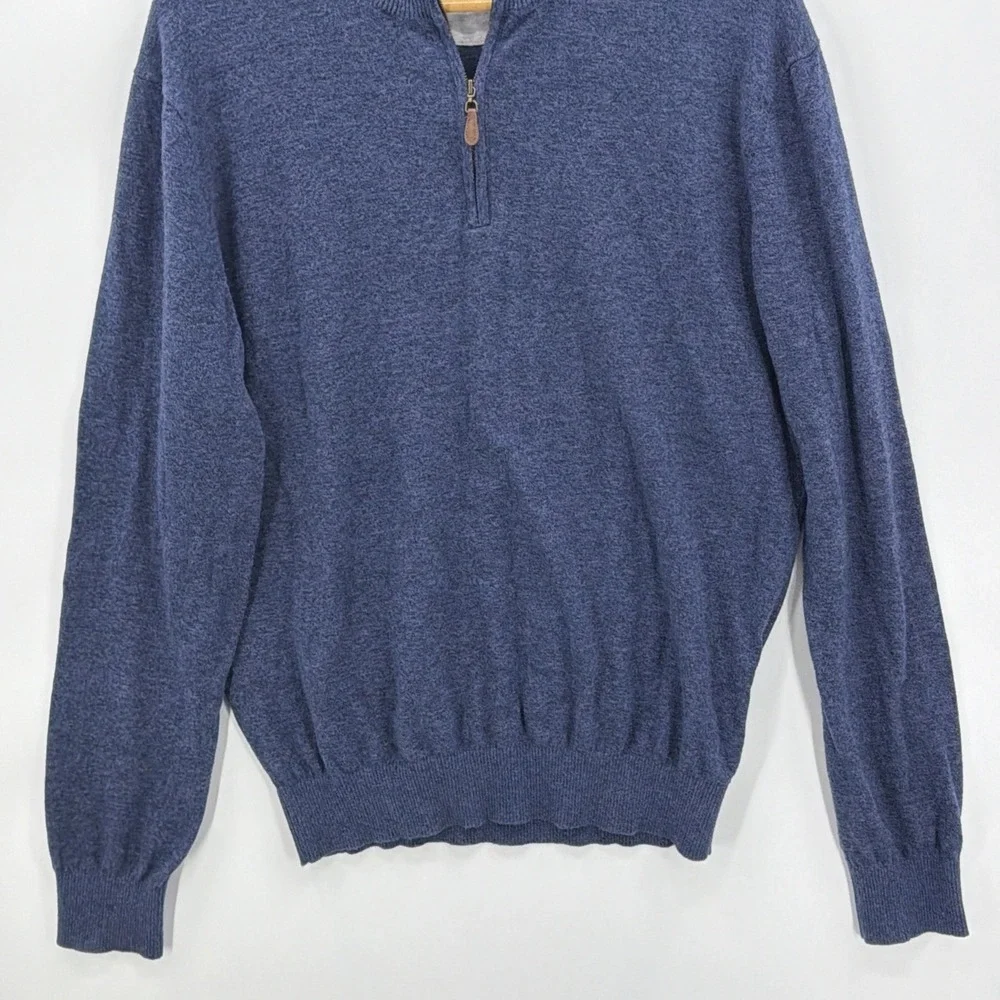 Johnnie-O Men's‎ Large Helios Blue 1/4 Zip Pullover Sweater Cotton Silk Blend